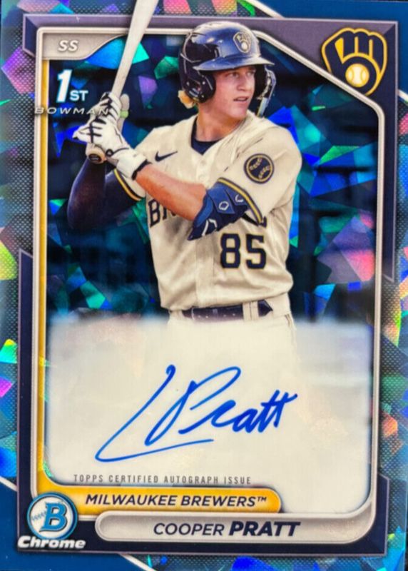 Cooper Pratt 2024 Bowman Sapphire Edition #BSPA-CPR Chrome Prospect Auto (1st) SGC 10