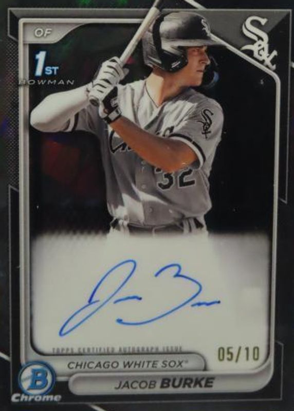 Jacob Burke 2024 Bowman Sapphire Edition #BSPA-JBU Chrome Prospect Auto - Black /10 (1st) RAW