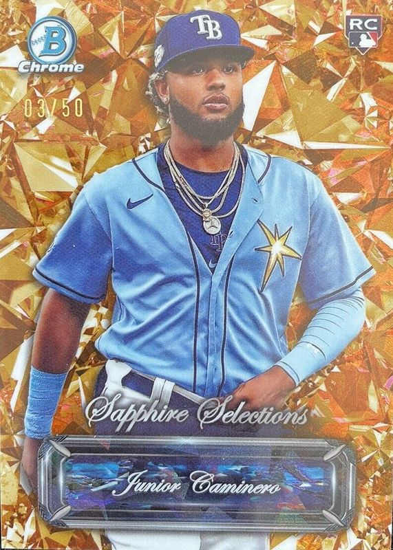 Junior Caminero 2024 Bowman Sapphire Edition #BSS-8 Sapphire Selections - Gold /50 Rookie SGC 10