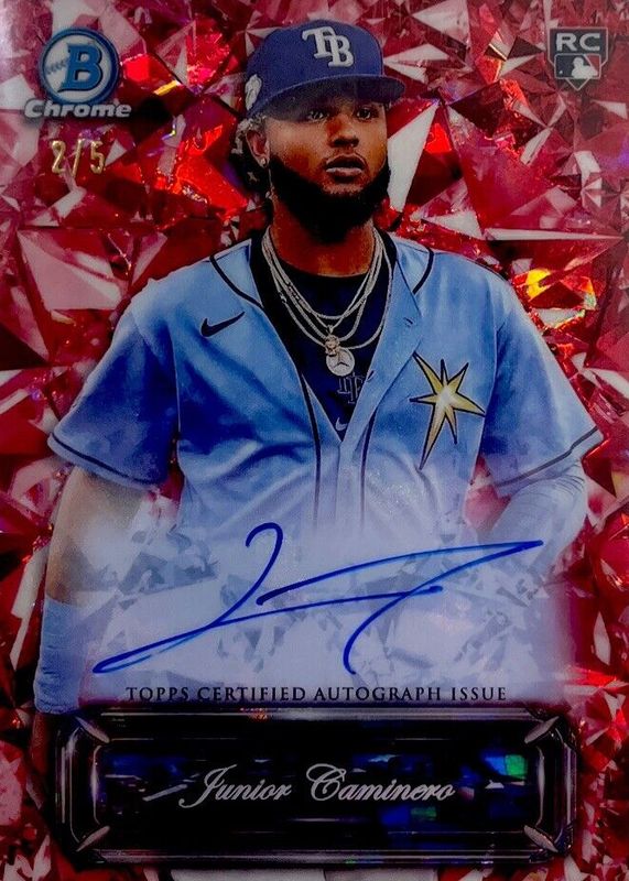 Junior Caminero 2024 Bowman Sapphire Edition #SSA-JC Sapphire Selections Autographs - Red /5 Rookie BGS 10 PRISTINE