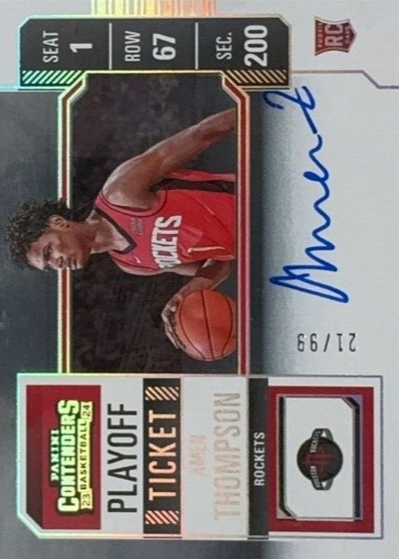 Amen Thompson 2023 Contenders #111 Rookie Ticket Auto Variation - Playoff Ticket /99 BGS 10 PRISTINE