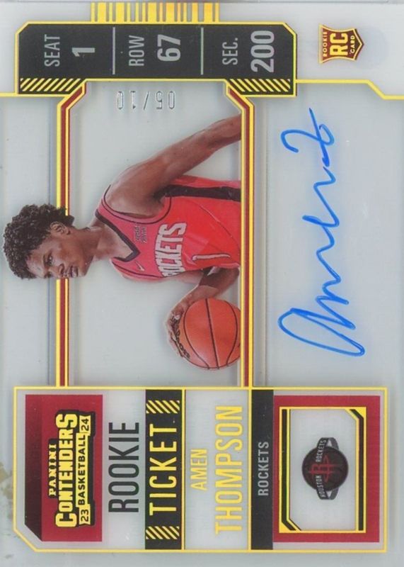 Amen Thompson 2023 Contenders #111 Rookie Ticket Auto - Clear Ticket /10 Rookie RAW