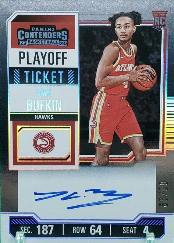 Kobe Bufkin 2023 Contenders #140 Rookie Ticket Auto - Playoff Ticket /99 PSA 10