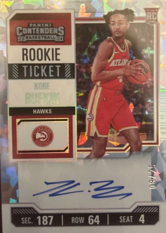 Kobe Bufkin 2023 Contenders #140 Rookie Ticket Auto - Cracked Ice Ticket /25 RAW