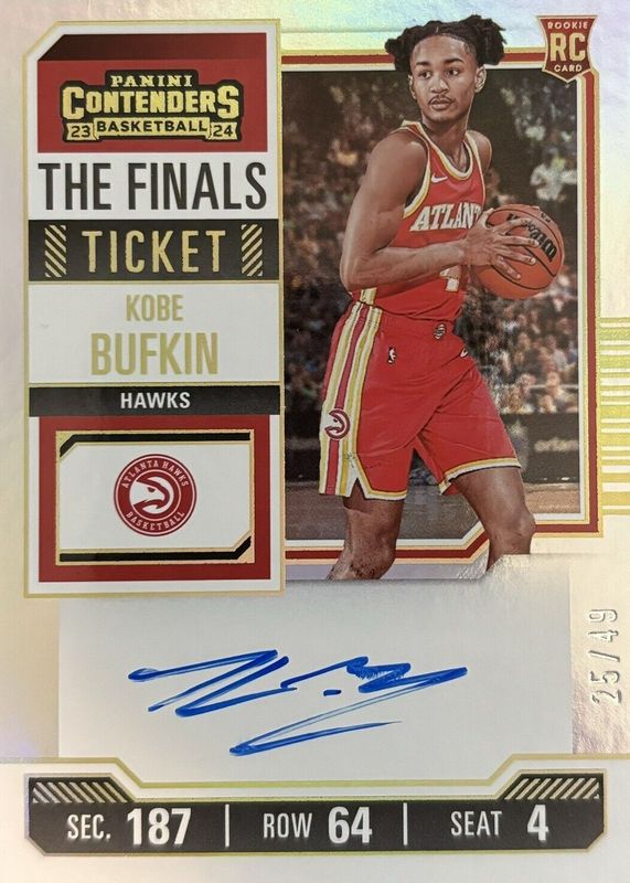 Kobe Bufkin 2023 Contenders #140 Rookie Ticket Auto - The Finals Ticket /49 PSA 10