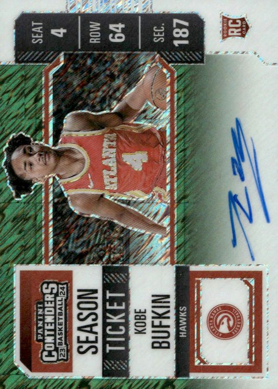 Kobe Bufkin 2023 Contenders #140 Rookie Ticket Auto - Premium Green Shimmer PSA 10