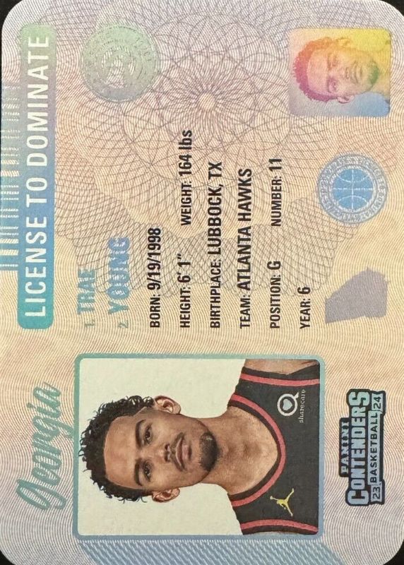 Trae Young 2023 Contenders #20 License to Dominate /(SSP) RAW