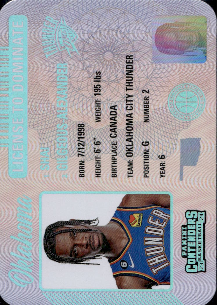 Shai Gilgeous-Alexander 2023 Contenders #15 License to Dominate