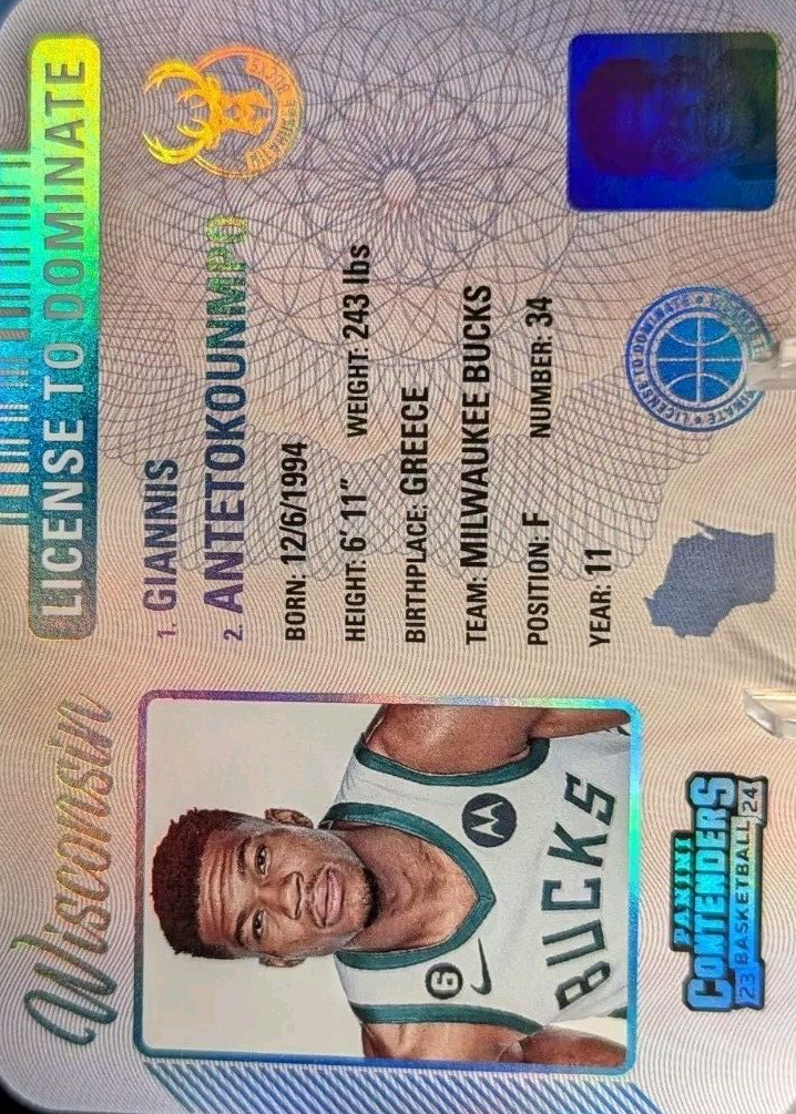 Giannis Antetokounmpo 2023 Contenders #9 License to Dominate /(SSP