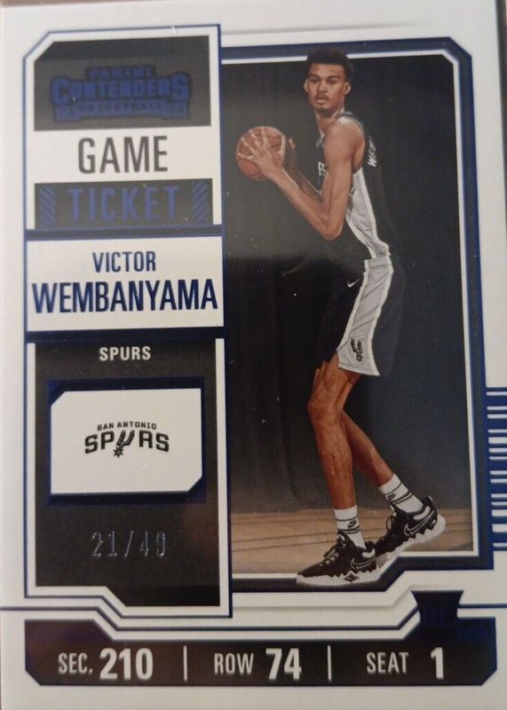 Victor Wembanyama 2023 Contenders #11 Blue Game Ticket /49 Rookie RAW