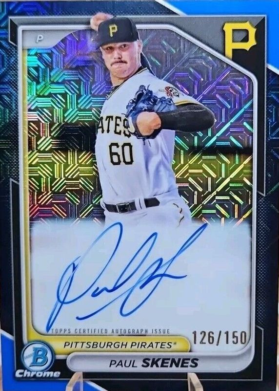 Paul Skenes 2024 Bowman Mega Box #BMA-PS Chrome Prospect Auto - Blue Refractor /150 SGC 10