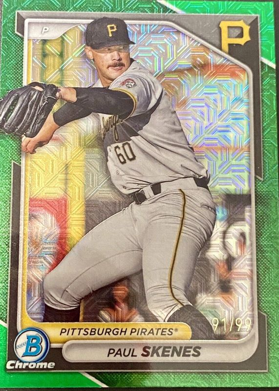 Paul Skenes 2024 Bowman Mega Box #BCP-125 Chrome Prospects - Green Refractor /99 BGS 9.5