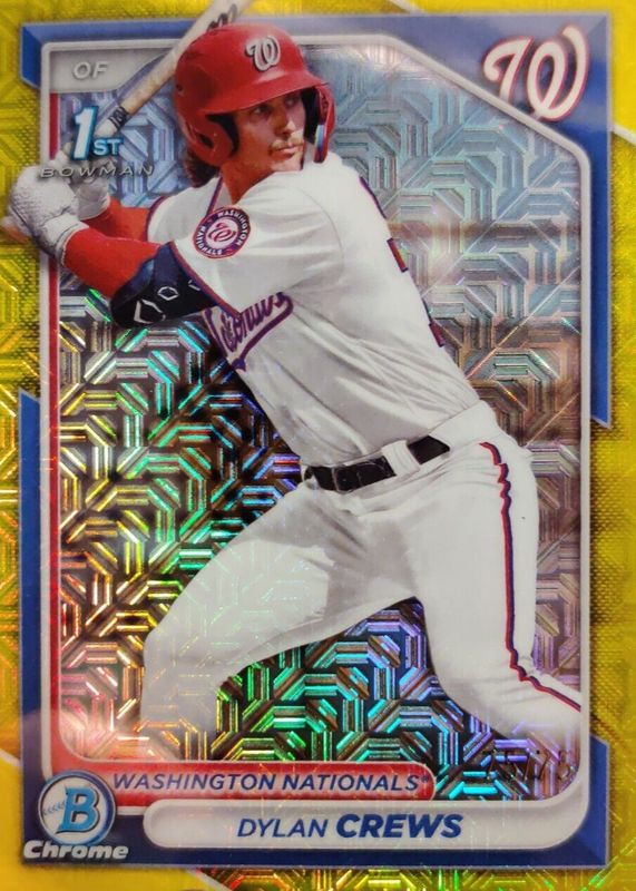 Dylan Crews 2024 Bowman Mega Box #BCP-23 Chrome Prospects - Yellow Refractor /75 (1st) PSA 9