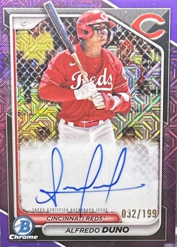 Alfredo Duno 2024 Bowman Mega Box #BMA-AD Chrome Prospect Auto - Purple Refractor /199 RAW