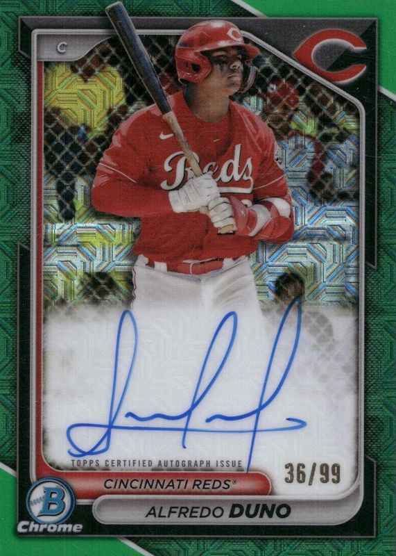 Alfredo Duno 2024 Bowman Mega Box #BMA-AD Chrome Prospect Auto - Green Refractor /99 PSA 10