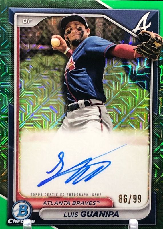 2024 Bowman Mega Box #BMA-LG Chrome Prospect Auto - Green Refractor /99