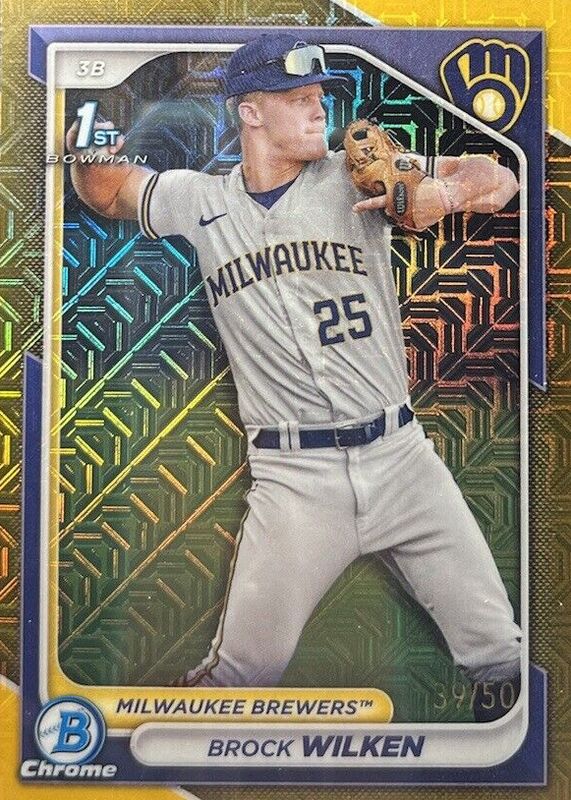 Brock Wilken 2024 Bowman Mega Box #BCP-86 Chrome Prospects - Gold Refractor /50 (1st) SGC 9.5