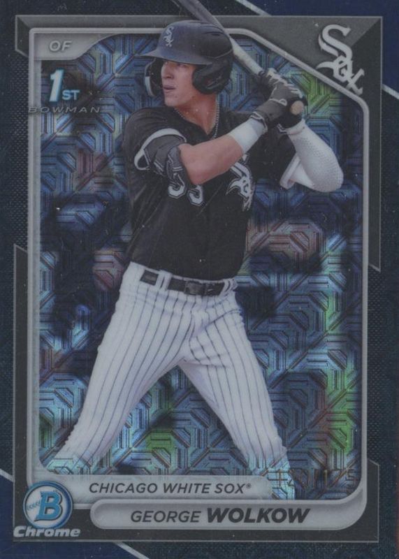 George Wolkow 2024 Bowman Mega Box #BCP-144 Chrome Prospects - Navy Refractor /175 (1st) PSA 10