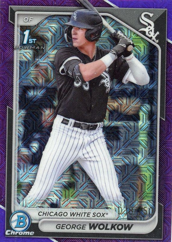 George Wolkow 2024 Bowman Mega Box #BCP-144 Chrome Prospects - Purple Refractor /250 (1st) PSA 10