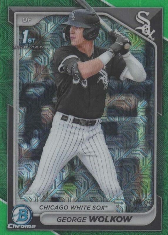 George Wolkow 2024 Bowman Mega Box #BCP-144 Chrome Prospects - Green Refractor /99 (1st) PSA 10