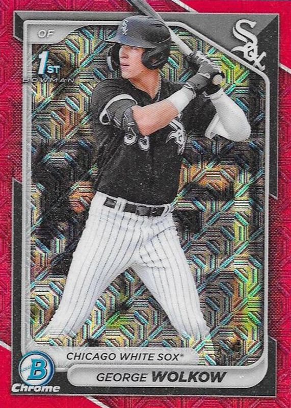 George Wolkow 2024 Bowman Mega Box #BCP-144 Chrome Prospects - Red Refractor /5 (1st) RAW