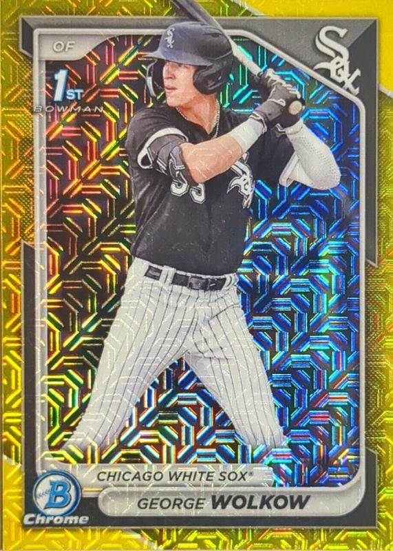 George Wolkow 2024 Bowman Mega Box #BCP-144 Chrome Prospects - Yellow Refractor /75 (1st) RAW