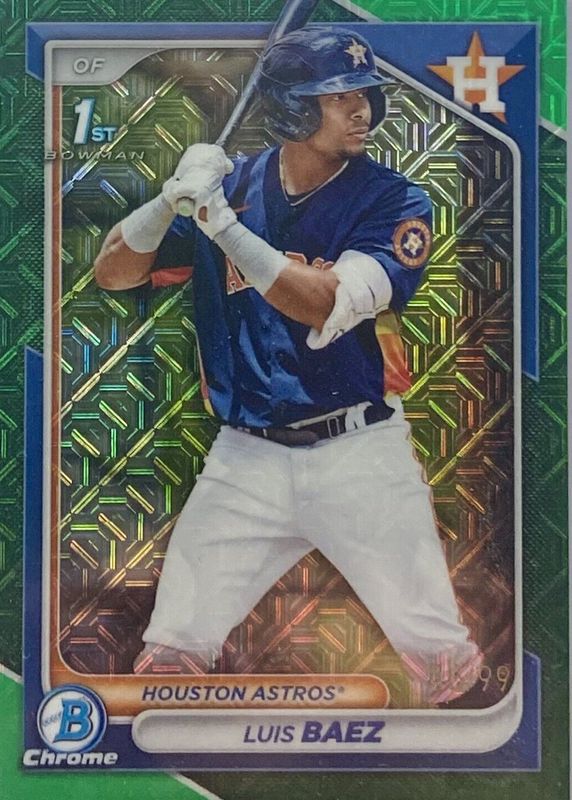 Luis Baez 2024 Bowman Mega Box #BCP-66 Chrome Prospects - Green Refractor /99 (1st) PSA 10