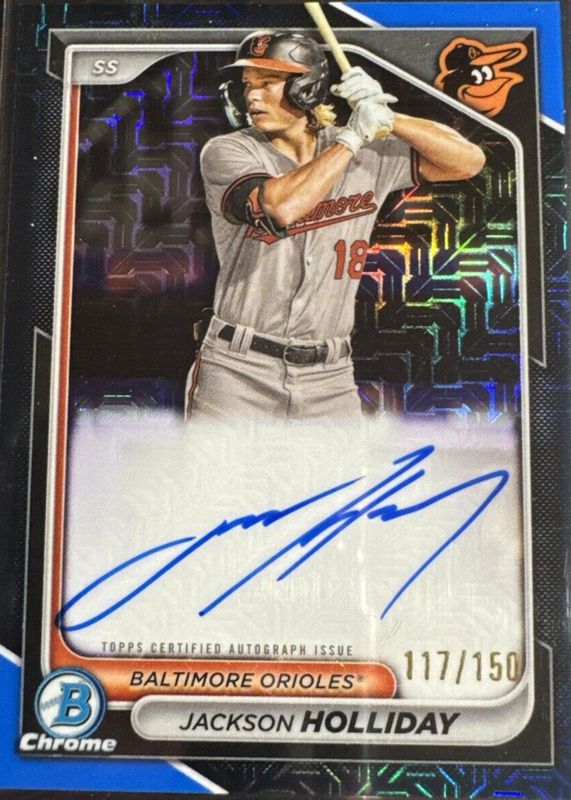 Jackson Holliday 2024 Bowman Mega Box #BMA-JH Chrome Prospect Auto - Blue Refractor /150 Rookie PSA 10