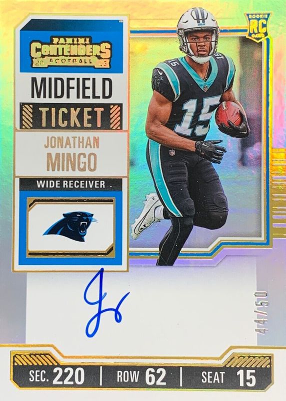 Jonathan Mingo 2023 Contenders #119 Rookie Ticket Auto - Midfield Ticket /50 PSA 10