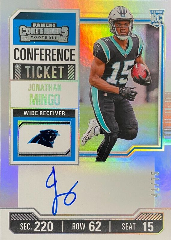 Jonathan Mingo 2023 Contenders #119 Rookie Ticket Auto - Conference Ticket /75 PSA 10