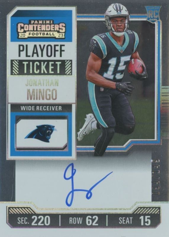 Jonathan Mingo 2023 Contenders #119 Rookie Ticket Auto - Playoff Ticket /149 PSA 10