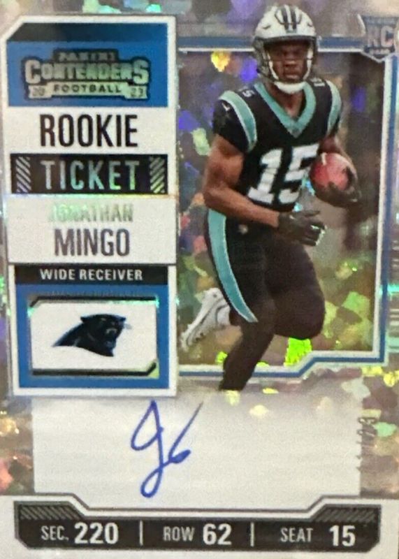 Jonathan Mingo 2023 Contenders #119 Rookie Ticket Auto - Cracked Ice Ticket /23 SGC 10