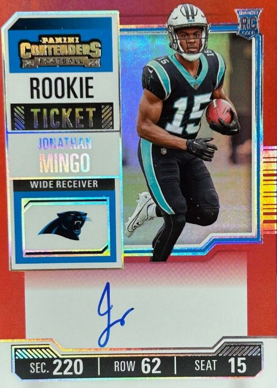 Jonathan Mingo 2023 Contenders #119 Rookie Ticket Auto Variation - Red Zone Ticket PSA 10