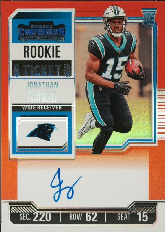 Jonathan Mingo 2023 Contenders #119 Rookie Ticket Auto - Red Zone Ticket PSA 10