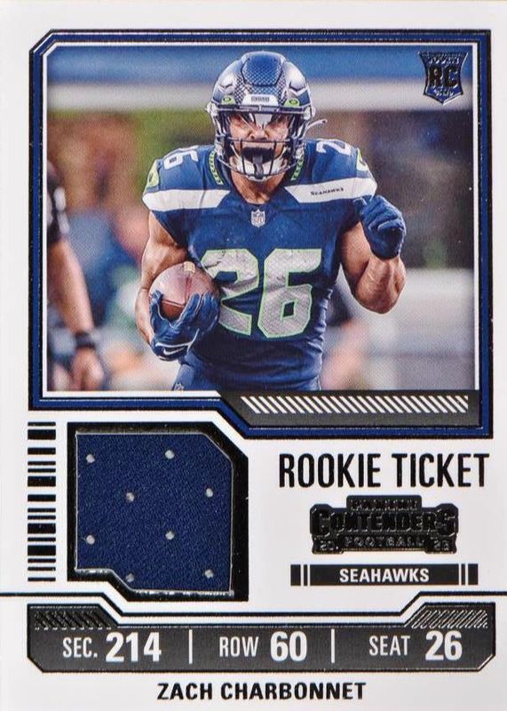 Zach Charbonnet 2023 Contenders #TS38 Rookie Ticket Swatches PSA 10