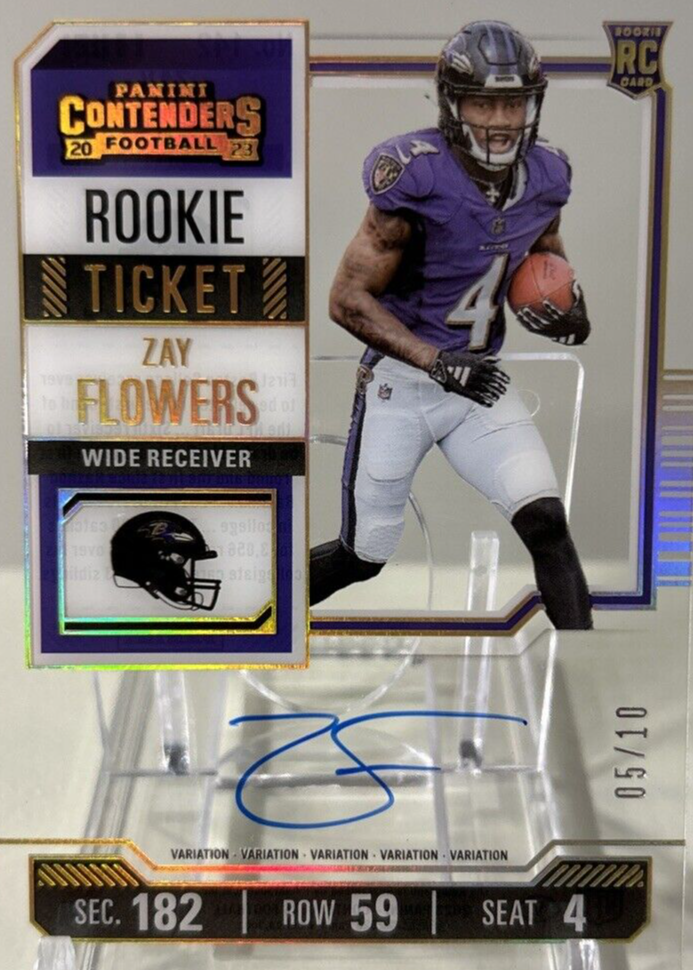 Zay Flowers 2023 Contenders #142 Rookie Ticket Auto - Clear