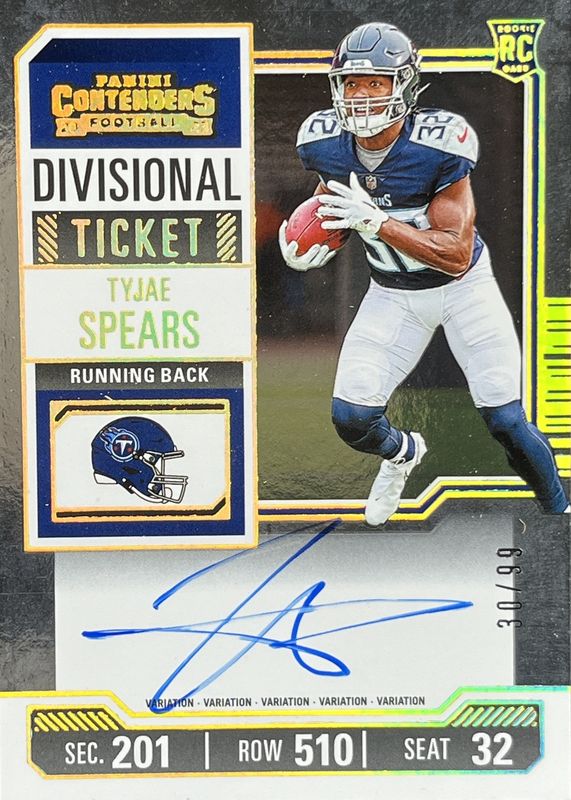 Tyjae Spears 2023 Contenders #137 Rookie Ticket Auto Variation Rookie SGC 9.5