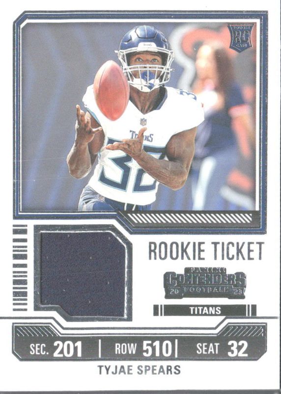 Tyjae Spears 2023 Contenders #TS36 Rookie Ticket Swatches PSA 10