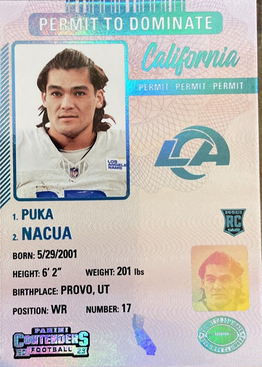 Puka Nacua 2023 Contenders #5 Permit to Dominate /(SSP) Price