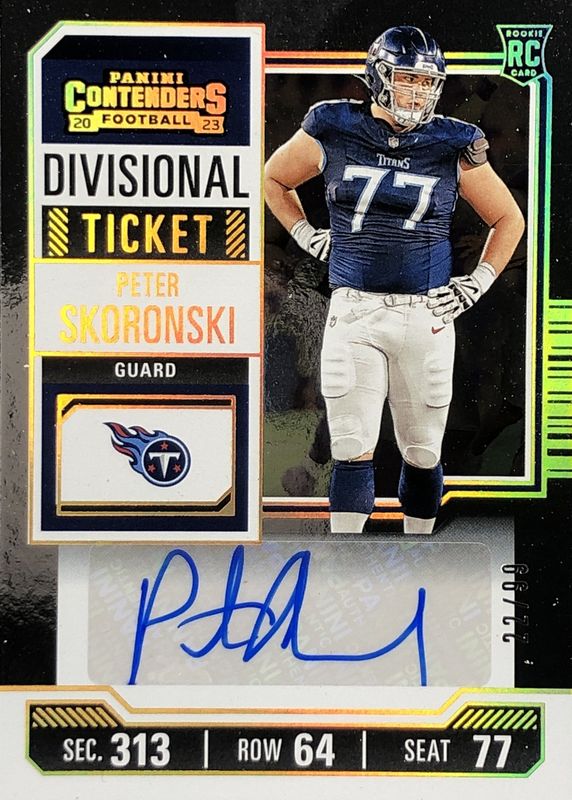 Peter Skoronski 2023 Contenders #257 Rookie Ticket Auto - Divisional Ticket /99 RAW