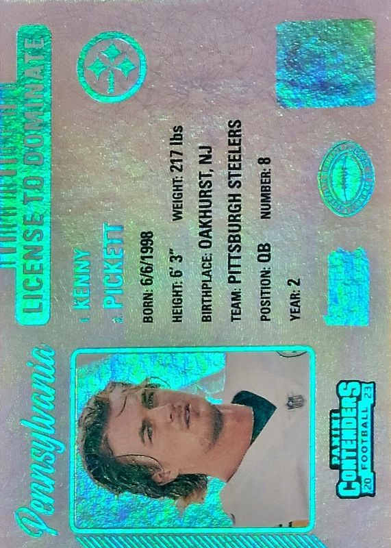 Kenny Pickett 2023 Contenders #23 License to Dominate /(SSP) RAW