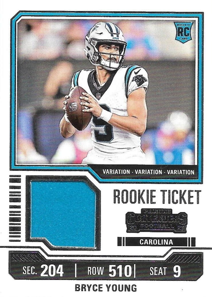 Bryce Young 2023 Contenders #TS41V Rookie Ticket Swatches