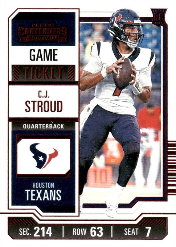 CJ Stroud 2023 Contenders #40 Red Game Ticket Rookie SGC 9