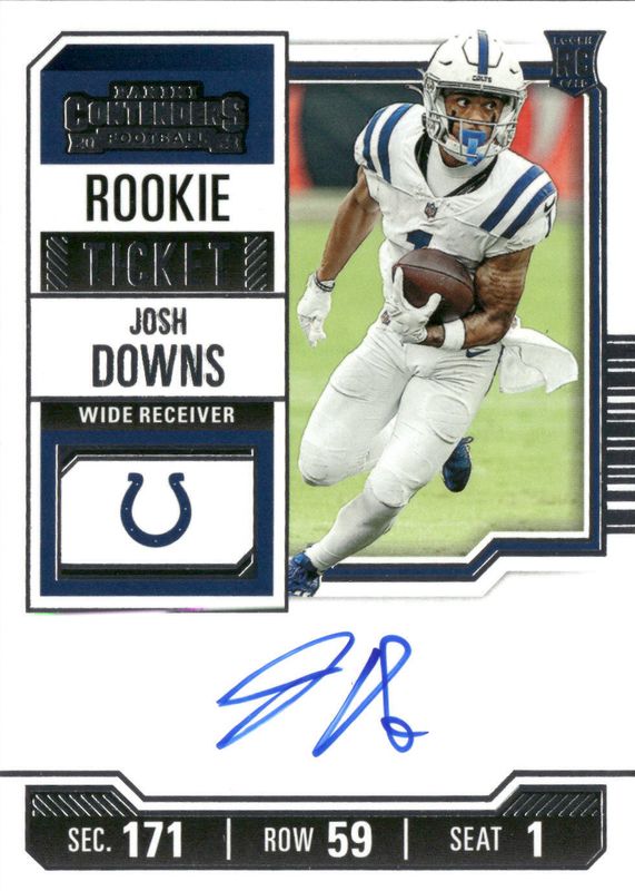 Josh Downs 2023 Contenders #121 Rookie Ticket Auto Rookie SGC 10