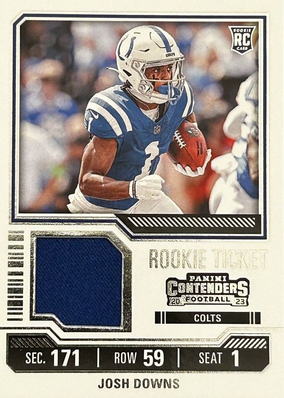 Josh Downs 2023 Contenders #TS21 Rookie Ticket Swatches Rookie SGC 9