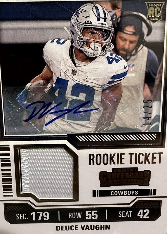 Deuce Vaughn 2023 Contenders #TS8 Rookie Ticket Swatches Autographs /25 Rookie SGC 10