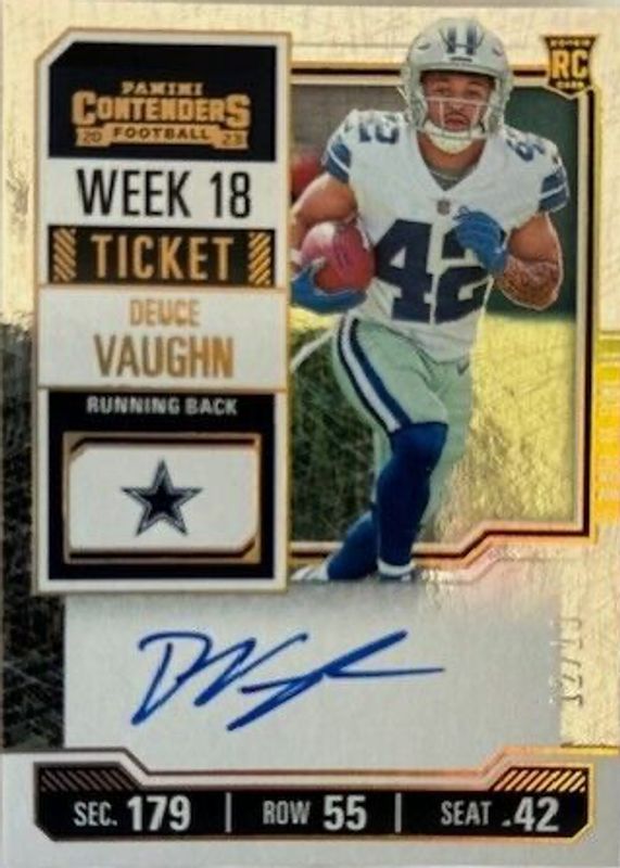 Deuce Vaughn 2023 Contenders #108 Rookie Ticket Auto - Week 18 /18 Rookie BGS 9