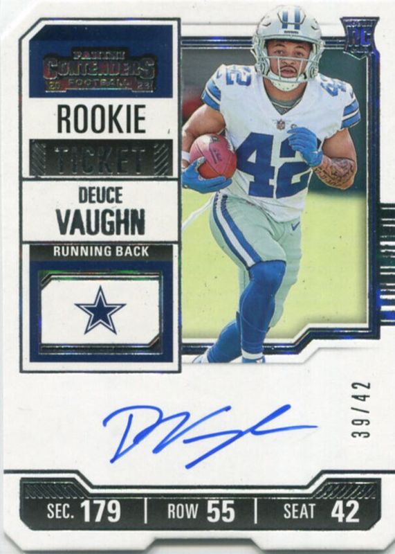 Deuce Vaughn 2023 Contenders #108 Rookie Ticket Auto - Ticket Stub (/42) Rookie PSA 10