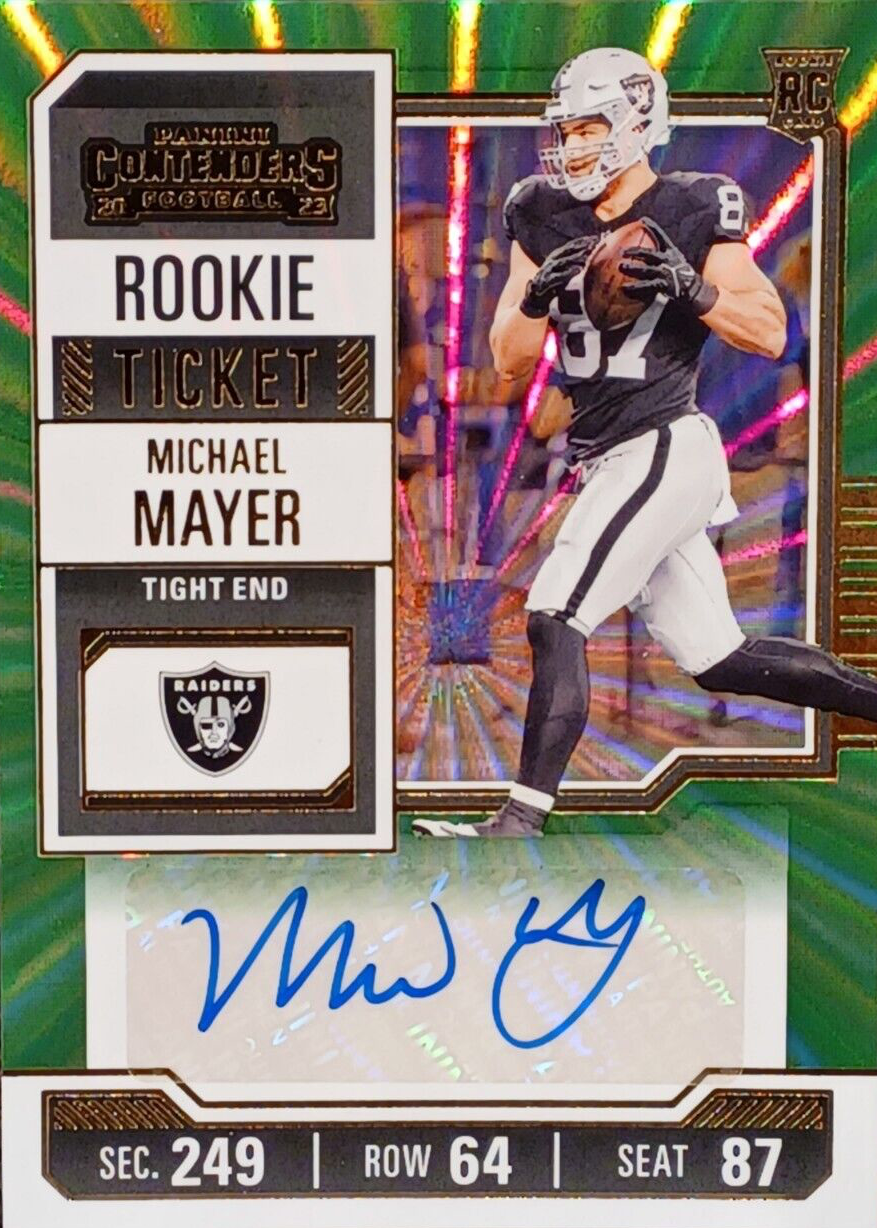 Michael Mayer 2023 Contenders #187 Rookie Ticket Auto - Opening Kickoff  Ticket Price Guide - Sports Card Investor