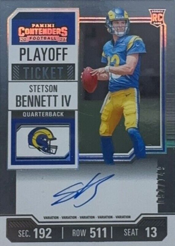 Stetson Bennett IV 2023 Contenders #133 Rookie Ticket Auto Variation - Playoff Ticket /149 PSA 10